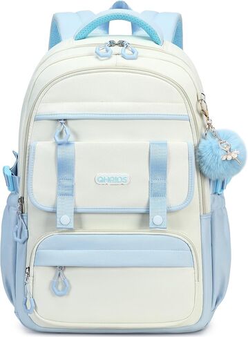 School Backpack for Girls, Laptop Backpack 15.6 Inch Kids Elementary Middle High School Bag Anti Theft Cute College Bookbags for Teens Girls Women Students Casual Travel Daypack,Green Beige in Saudi Arabia