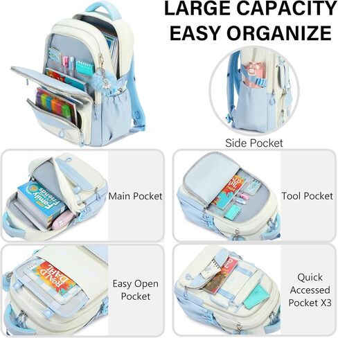 School Backpack for Girls, Laptop Backpack 15.6 Inch Kids Elementary Middle High School Bag Anti Theft Cute College Bookbags for Teens Girls Women Students Casual Travel Daypack,Green Beige in Saudi Arabia