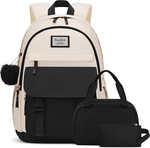 School Backpack 3PCS for Teen Girl and Women,Cute Bookbag 15.6 Inch Kawaii Daypack Sets with Lunch Bag Pencil Case Set for Middle High School Collge Students in Saudi Arabia