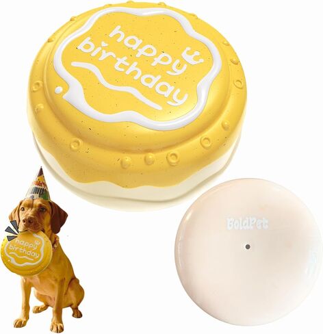 Dog Birthday Toy - Food Grade Material, Safe & Floatable - Delicious Strawberry Scent - Squeaky Teething & Grinding - Indoor/Outdoor Birthday Cake Dog Toy - Happy Birthday Dog Toy Decorations in Saudi Arabia