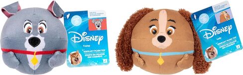 Disney Lady and The Tramp Squeaky Plush Dog Toy 2-Pack - Two 3.5-Inch Plush with Squeakers Inside in Saudi Arabia