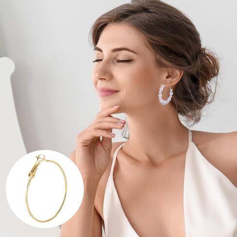 10pcs Earrings Hoop Findings for Women, Hypoallergenic Gold Plated Earrings Findings, Metal Cartilage Piercing Ball Ear Loop Set for DIY Crafts Jewelry Making- Gold & Silver in Saudi Arabia
