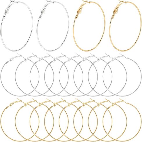 10pcs Earrings Hoop Findings for Women, Hypoallergenic Gold Plated Earrings Findings, Metal Cartilage Piercing Ball Ear Loop Set for DIY Crafts Jewelry Making- Gold & Silver in Saudi Arabia
