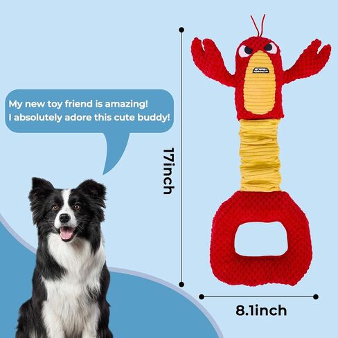 Squeaky Dog Puppy Toys, Stuffed Plush Animal to Keep Them Busy for Small Medium Large Dogs & Aggressive Chewers, Soft Indestructible Pet Chew Toys with Crinkle Paper, Best Tug of War Stuff for Puppies in Kuwait