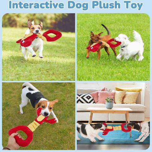 Squeaky Dog Puppy Toys, Stuffed Plush Animal to Keep Them Busy for Small Medium Large Dogs & Aggressive Chewers, Soft Indestructible Pet Chew Toys with Crinkle Paper, Best Tug of War Stuff for Puppies in Kuwait