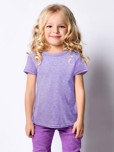 تي شيرت بناتي مناسب للجفاف مكون من 5 قطع، تي شيرت للأطفال برقبة دائرية، تي شيرت رياضي نشط للأداء الرياضي، قميص يومي كاجوال للأطفال in Kuwait