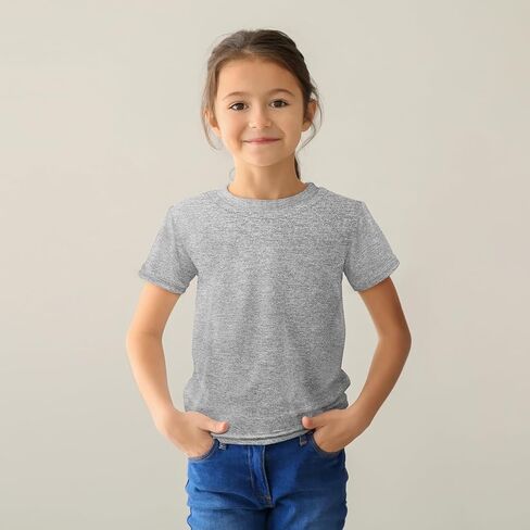 تي شيرت بناتي مناسب للجفاف مكون من 5 قطع، تي شيرت للأطفال برقبة دائرية، تي شيرت رياضي نشط للأداء الرياضي، قميص يومي كاجوال للأطفال in Kuwait