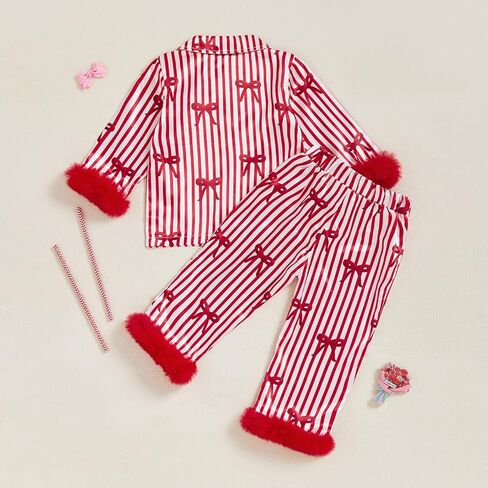 Baby Boy Girl Christmas Silk Pajamas Set Button Down Deer Santa Long Sleeve Shirts Tops and Pants Satin Pj Sets in Kuwait