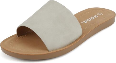 SODA Shoes Women Flip Flops Basic Plain Slippers Slip On Sandals Slides Casual Peep Toe Beach EFRON-S Black Nubuck NBPU 11 in Saudi Arabia