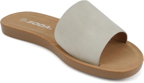SODA Shoes Women Flip Flops Basic Plain Slippers Slip On Sandals Slides Casual Peep Toe Beach EFRON-S Black Nubuck NBPU 11 in Saudi Arabia