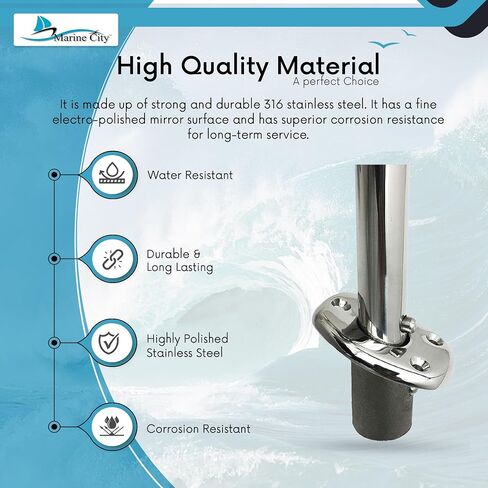 MARINE CITY 316 Grade Stainless Steel Durable Deck Flush Mounting Base Flag Socket Grade T-Handle (Fits for 1 Inch Pole) for Boats – Yachts – Marines – Hardware Accessories (Pack of 1) in Kuwait