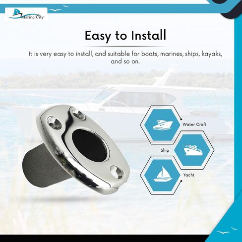 MARINE CITY 316 Grade Stainless Steel Durable Deck Flush Mounting Base Flag Socket Grade T-Handle (Fits for 1 Inch Pole) for Boats – Yachts – Marines – Hardware Accessories (Pack of 1) in Kuwait