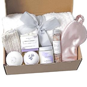 Natural Amor - مجموعة هدايا سبا خضراء للنساء - هدية حمام غابة النعناع لها - 5 قطع هدية للاستحمام والجسم بما في ذلك قالب الصابون والشمعة وقنابل الحمام in Kuwait