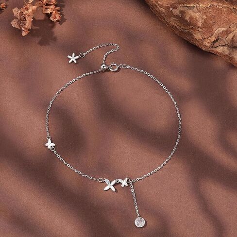 UTISUVIKO Heart Anklet for Women S925 Sterling Silver Adjustable Girl Summer Beach Foot Chain Cute Heart Anklet Bracelets Mother's Day Graduation Jewelry Gifts for Mom Wife Girlfriend in Saudi Arabia