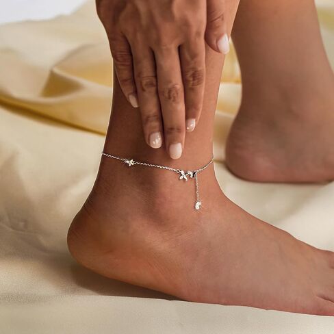 UTISUVIKO Heart Anklet for Women S925 Sterling Silver Adjustable Girl Summer Beach Foot Chain Cute Heart Anklet Bracelets Mother's Day Graduation Jewelry Gifts for Mom Wife Girlfriend in Saudi Arabia