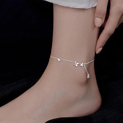 UTISUVIKO Heart Anklet for Women S925 Sterling Silver Adjustable Girl Summer Beach Foot Chain Cute Heart Anklet Bracelets Mother's Day Graduation Jewelry Gifts for Mom Wife Girlfriend in Saudi Arabia