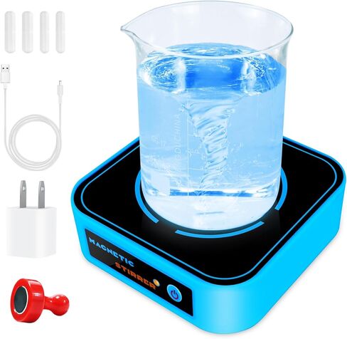 محرك مغناطيسي 3000 دورة في الدقيقة، لوحة تحريك مغناطيسية مع قضيب تحريك و5 سرعات لضبط السرعة، خلاط مغناطيسي صغير، سعة التحريك القصوى 2000 مل - أصفر in Kuwait