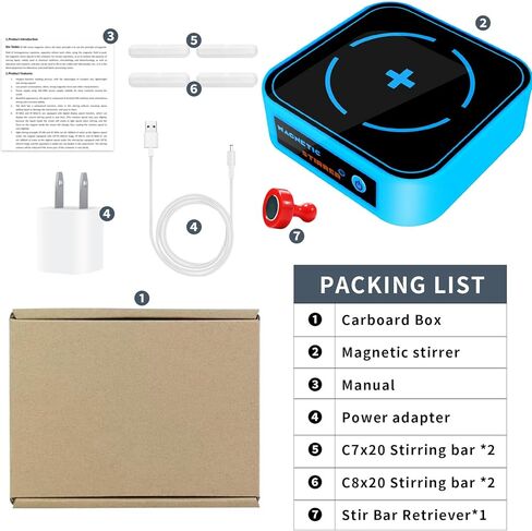 محرك مغناطيسي 3000 دورة في الدقيقة، لوحة تحريك مغناطيسية مع قضيب تحريك و5 سرعات لضبط السرعة، خلاط مغناطيسي صغير، سعة التحريك القصوى 2000 مل - أصفر in Kuwait