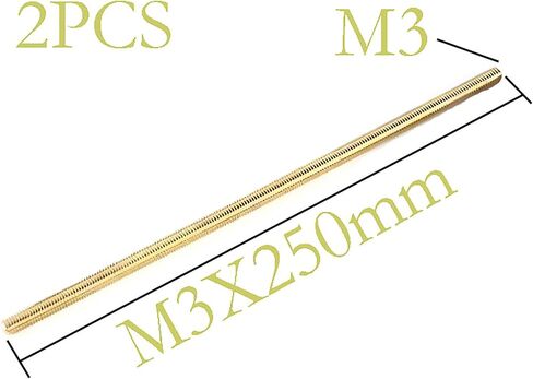Smartsails 2PCS M3 x 250mm Brass Fully Threaded Rod, Right Hand Threads in Kuwait
