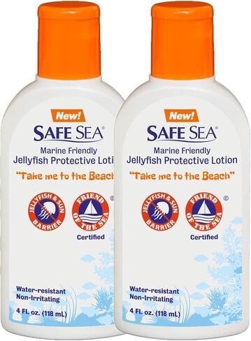 غسول سيف سي المضاد لدغات قنديل البحر، غير سام وصديق للبيئة ومقاوم للماء بدرجة عالية - غسول قنديل البحر وقمل البحر بدون عامل حماية من الشمس للأطفال والكبار. (زجاجة 4 أونصة، عبوة واحدة) in Kuwait
