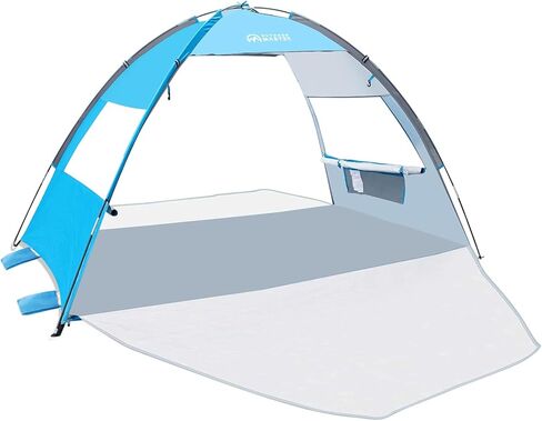 OutdoorMaster Beach Tent Sun Shelter with 2 Doors for 3 Person, UPF50+ | 2 Ventilated Doors, Easy Setup Beach Canopy for 3 Person, Lightweight & Portable Sun Shade with Carrying Bag, Ocracoke Coast in Saudi Arabia