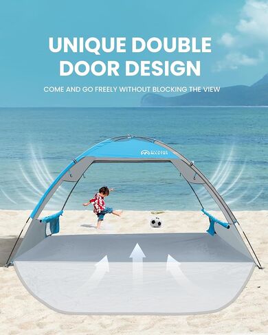 OutdoorMaster Beach Tent Sun Shelter with 2 Doors for 3 Person, UPF50+ | 2 Ventilated Doors, Easy Setup Beach Canopy for 3 Person, Lightweight & Portable Sun Shade with Carrying Bag, Ocracoke Coast in Saudi Arabia