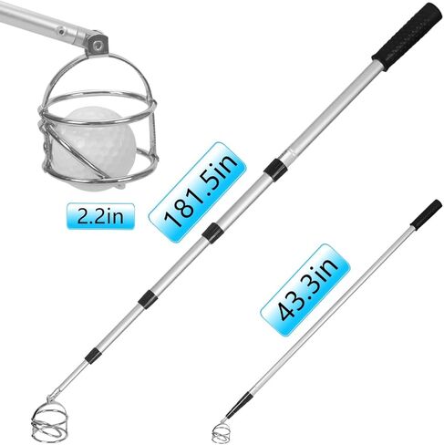 مسترد كرة الجولف، أداة مسترد كرة الجولف من الفولاذ المقاوم للصدأ، مسترد كرة جولف تلسكوبي (15-78 بوصة) للمياه منتقي كرات الجولف، ملحقات الجولف هدية الجولف in Kuwait