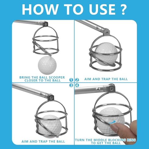 مسترد كرة الجولف، أداة مسترد كرة الجولف من الفولاذ المقاوم للصدأ، مسترد كرة جولف تلسكوبي (15-78 بوصة) للمياه منتقي كرات الجولف، ملحقات الجولف هدية الجولف in Kuwait