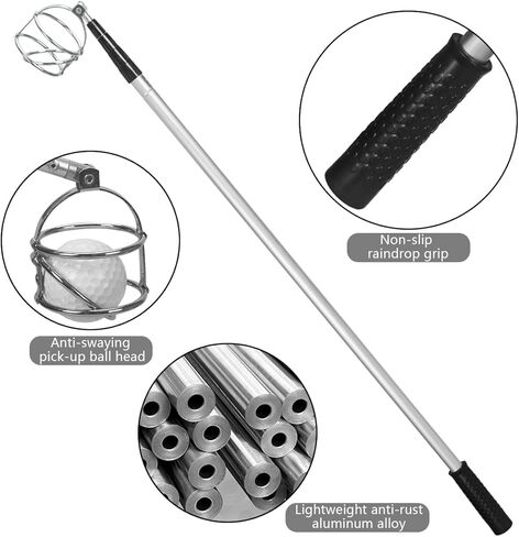 مسترد كرة الجولف، أداة مسترد كرة الجولف من الفولاذ المقاوم للصدأ، مسترد كرة جولف تلسكوبي (15-78 بوصة) للمياه منتقي كرات الجولف، ملحقات الجولف هدية الجولف in Kuwait