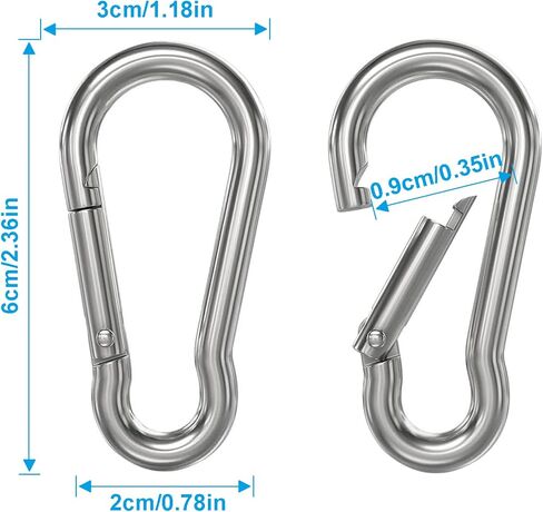 2 PCS 304 Stainless Steel Carabiner Clip Spring Snap Hook M8 3.14inch Hook Heavy Duty Carabiner Clips for Keychain Outdoor, Climbing, Camping, Hiking, Traveling in Saudi Arabia