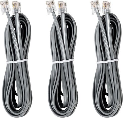 RJ12 Cable Phone Cord RJ12 6P6C Male to Male Straight Wired for Both Data and Voice Use Black - 6.6Feet 3 Pack in Saudi Arabia