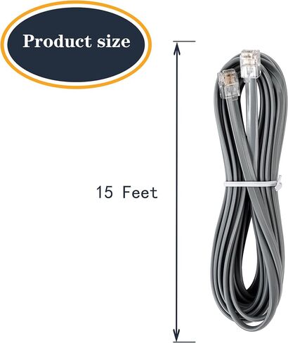 RJ12 Cable Phone Cord RJ12 6P6C Male to Male Straight Wired for Both Data and Voice Use Black - 6.6Feet 3 Pack in Saudi Arabia