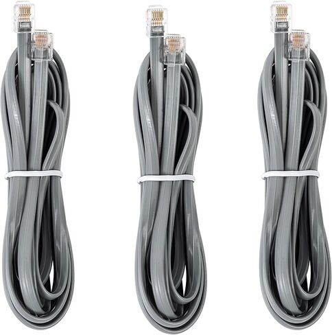 RJ12 Cable Phone Cord RJ12 6P6C Male to Male Straight Wired for Both Data and Voice Use Black - 6.6Feet 3 Pack in Saudi Arabia