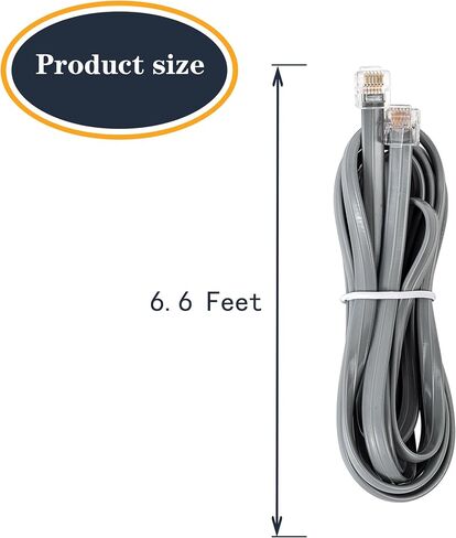 RJ12 Cable Phone Cord RJ12 6P6C Male to Male Straight Wired for Both Data and Voice Use Black - 6.6Feet 3 Pack in Saudi Arabia