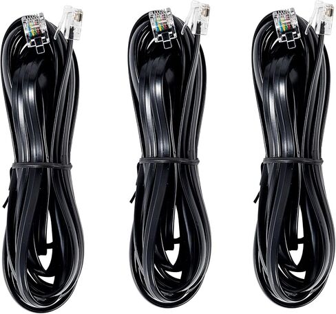 RJ12 Cable Phone Cord RJ12 6P6C Male to Male Straight Wired for Both Data and Voice Use Black - 6.6Feet 3 Pack in Saudi Arabia