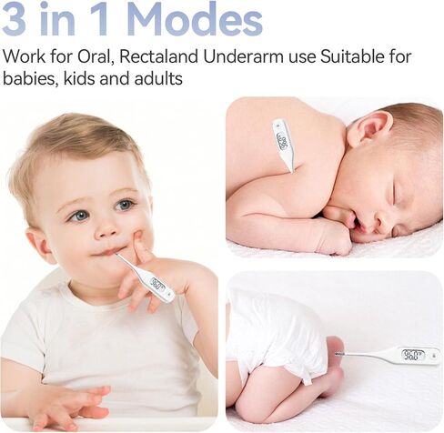 Berrcom Digital Thermometer for Adults, Oral and Underarm Thermometer for Baby and Kids Medical Thermometer with Fever Alarm Rectal Thermometer with Soft Tips in Saudi Arabia