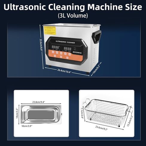 Ultrasonic Cleaner 3L with Heater and Timer, Ultrasonic Cleaning Machine with 40kHz SUS 304 Stainless Steel, Sonic Cavitation Machine with Digital Control for Professional Jewelry Watch Glasses in Saudi Arabia