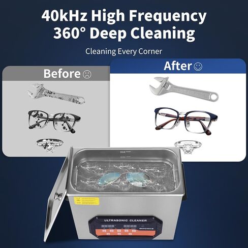 Ultrasonic Cleaner 3L with Heater and Timer, Ultrasonic Cleaning Machine with 40kHz SUS 304 Stainless Steel, Sonic Cavitation Machine with Digital Control for Professional Jewelry Watch Glasses in Saudi Arabia
