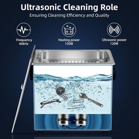 Ultrasonic Cleaner 3L with Heater and Timer, Ultrasonic Cleaning Machine with 40kHz SUS 304 Stainless Steel, Sonic Cavitation Machine with Digital Control for Professional Jewelry Watch Glasses in Saudi Arabia
