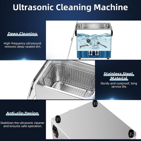 Ultrasonic Cleaner 3L with Heater and Timer, Ultrasonic Cleaning Machine with 40kHz SUS 304 Stainless Steel, Sonic Cavitation Machine with Digital Control for Professional Jewelry Watch Glasses in Saudi Arabia