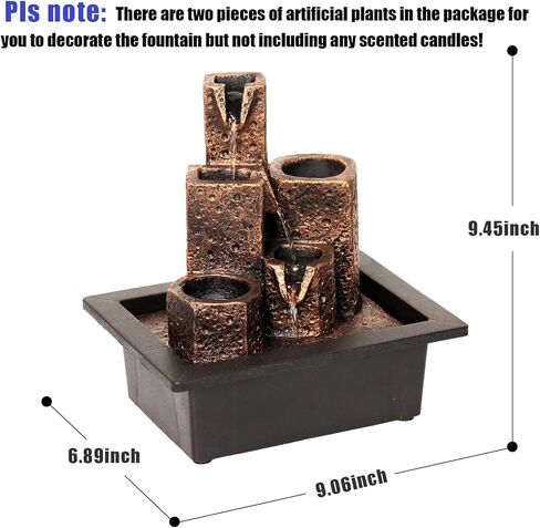 Indoor Water Fountain, Mars Theme Tiered Waterfall Fountain, Tabletop Fountain with Holes for Small Scented Tealight Candles, Desk Fountain Home Decor with Comfy Light Zen Relaxation in Saudi Arabia