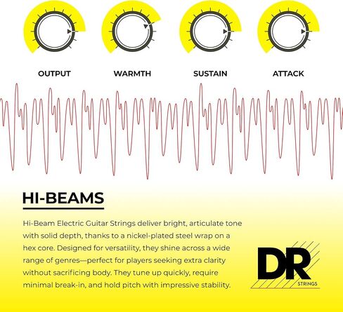DR Strings Electric Guitar Strings, Hi-Beam, Hex Core 10-52 in Saudi Arabia