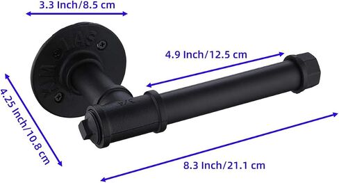 Industrial Pipe Toilet Paper Holder 2 Pack, Wall Mounted Paper Roll Holder, Vintage Metal Iron Pipe Roll Tissue Holder for Bathroom, Bedroom, Kitchen, Black in Saudi Arabia