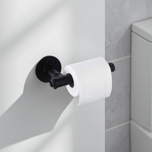 Industrial Pipe Toilet Paper Holder 2 Pack, Wall Mounted Paper Roll Holder, Vintage Metal Iron Pipe Roll Tissue Holder for Bathroom, Bedroom, Kitchen, Black in Saudi Arabia