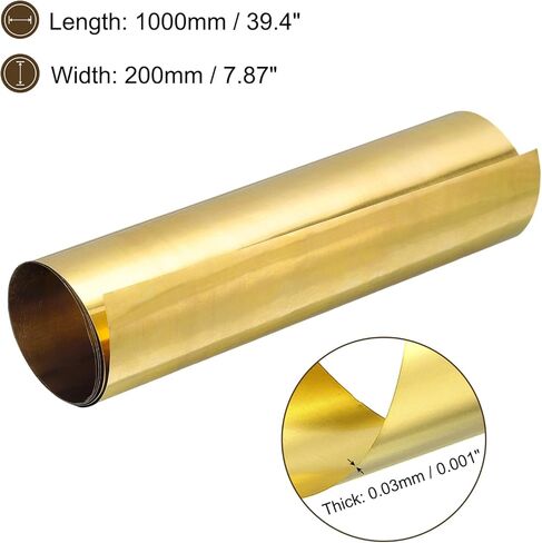 uxcell Brass Sheet Roll, 0.03x200x1000mm Brass Foil Roll Brass Strip Gold for Crafts, Electrical Repairs, Grounding in Kuwait