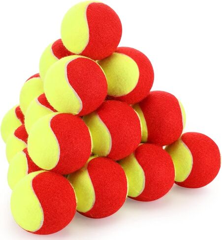 24 Pack Tennis Balls for Kids 75% Low Compression Stage Kids Tennis Ball Bulk for Beginners Ball Machine Training Transition Practicing PET Dog Playing Practice on Short 36 Foot Court in Saudi Arabia