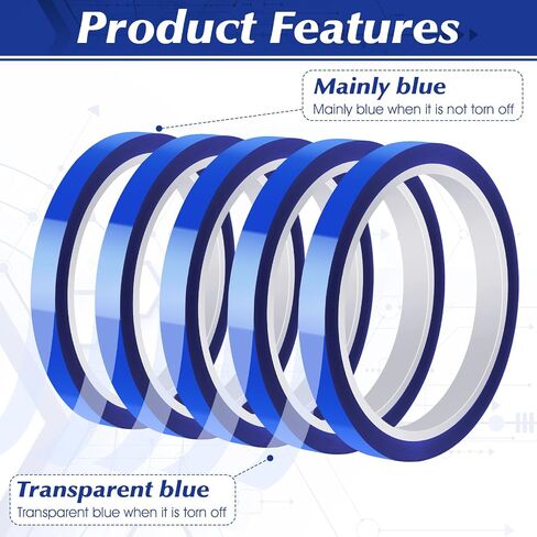 10 Rolls 10mm x 30m (98ft) Heat Transfer Tape Blue Heat Resistant Tape Adhesive Sublimation Tape, No Residue, Heat Press Tape for Industrial Processing Electronic Soldering Insulation in Saudi Arabia