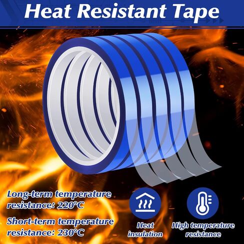 10 Rolls 10mm x 30m (98ft) Heat Transfer Tape Blue Heat Resistant Tape Adhesive Sublimation Tape, No Residue, Heat Press Tape for Industrial Processing Electronic Soldering Insulation in Saudi Arabia