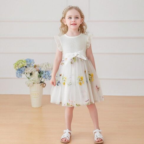 NNJXD Baby Girl Flower Embroidery Tulle Dress Elegant Toddler Birthday Party Dresses in Saudi Arabia
