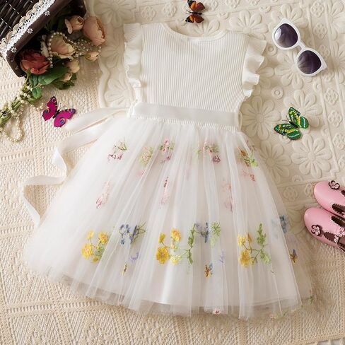 NNJXD Baby Girl Flower Embroidery Tulle Dress Elegant Toddler Birthday Party Dresses in Saudi Arabia